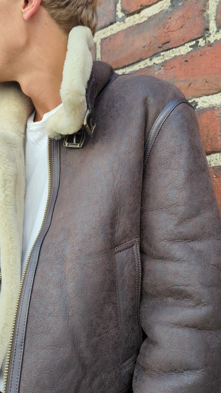 Joost 65 cm. - Aviator Pilot rulamsjakke - Herre - Mørkebrun