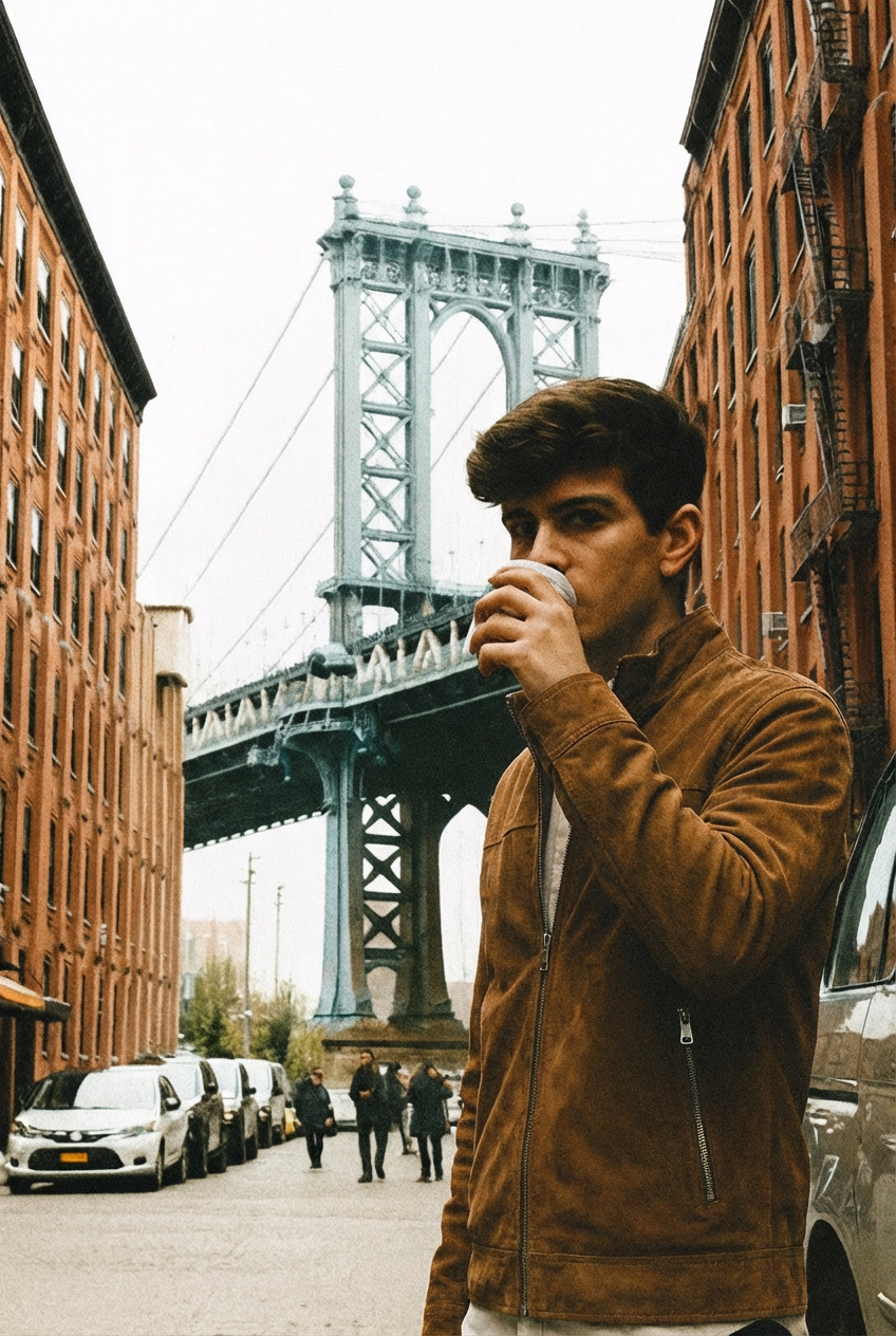 Iver, 68 cm. - geit semsket skinn - mann - tobakk