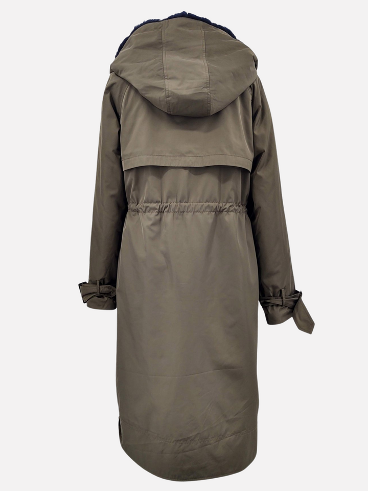 ST021 - Tekstil-jakke (med mink) - Army grøn - Dame