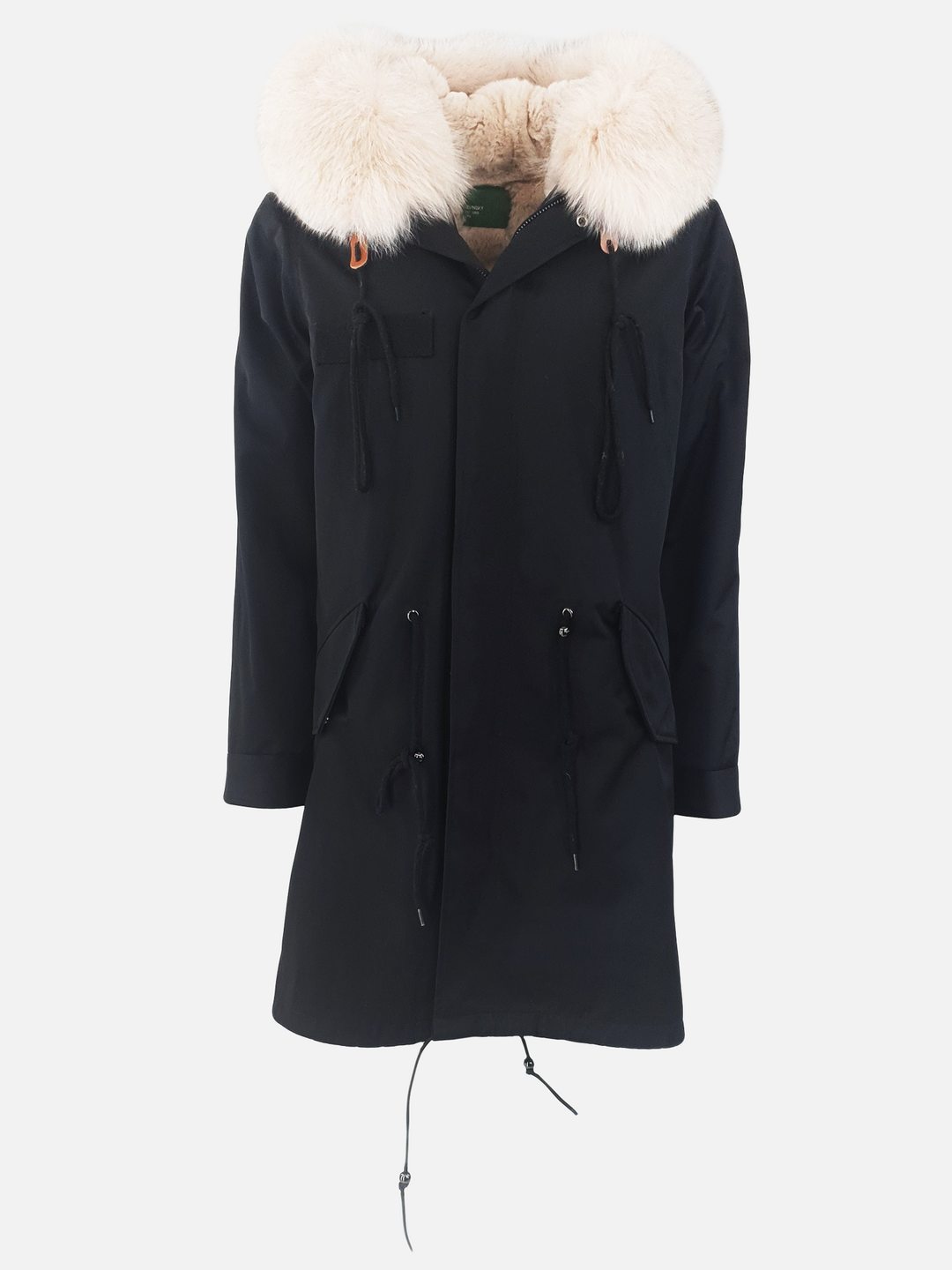 K1685, 95 cm. sort dame parka frakke