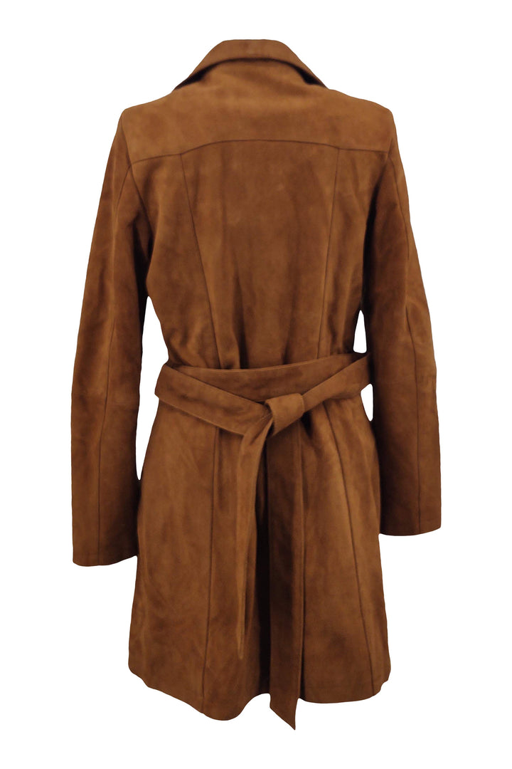 Trench Coat - Gede Ruskind Tykt Læder-Damer - Cognac / Læder Skinds Jakke - Levinsky - Kvinde | STAMPE PELS