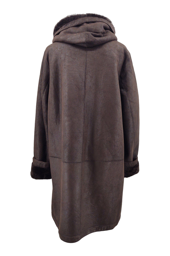 969, 90 cm. - Hætte - Nappa Lamb Crack - Damer - Brun / Lamme Pels - Levinsky - Kvinde | STAMPE PELS