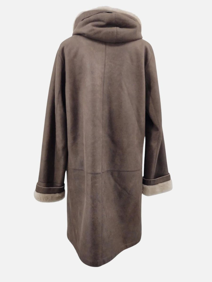 969, 90 cm. - Hette - Nappa Lamb Crack Washed -Damer - Brun / Lamme Pels - Levinsky – Kvinde