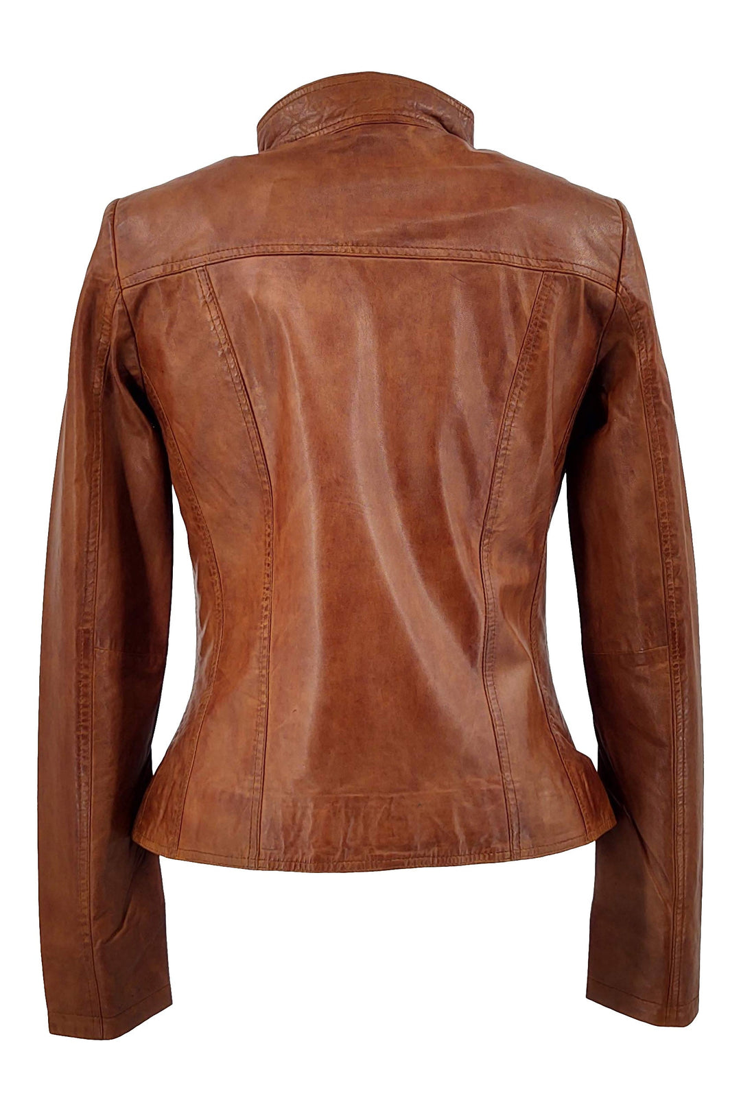 P 14-01 - Lamb Malli Leather - Women - Dark Cognac / Læder Skinds Jakke - Levinsky - Kvinde | STAMPE PELS