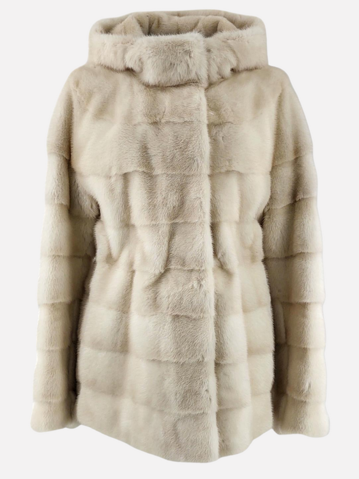 Trinity, 73 cm. - Hood - Mink fur jacket - Women - Pearl