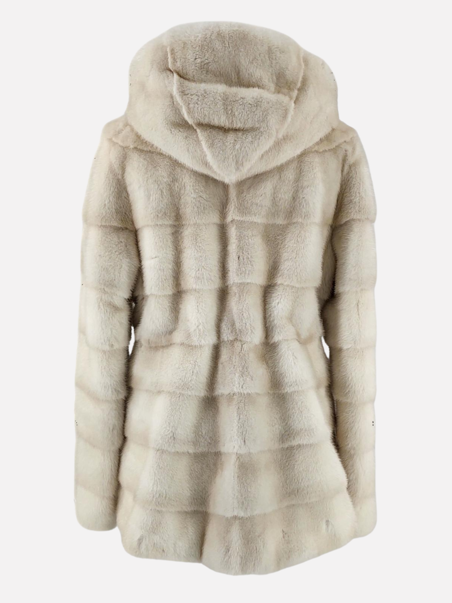 Trinity, 73 cm. - Hood - Mink fur jacket - Women - Pearl