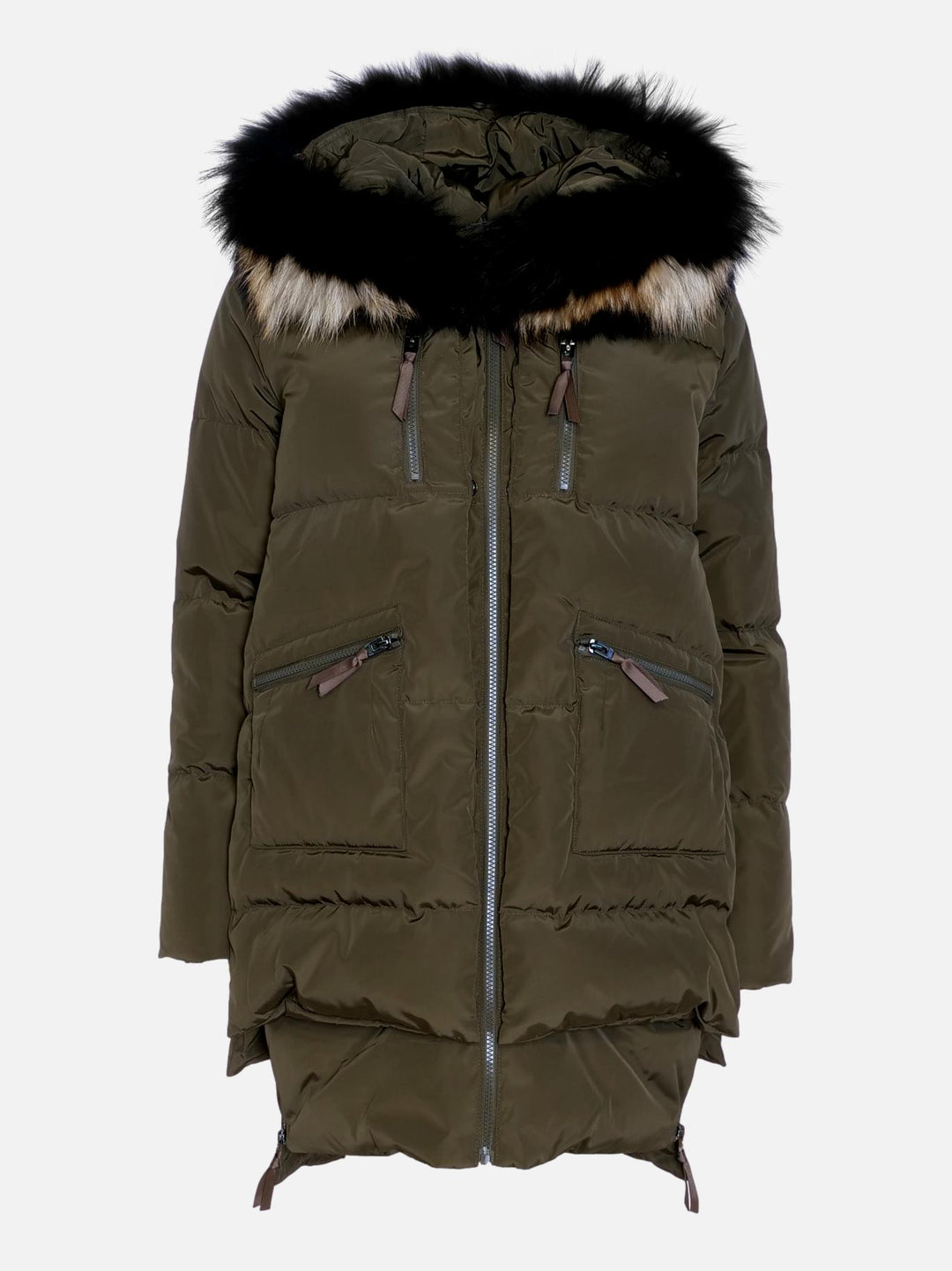 Michelle 2 Army down coat with fur trim - women