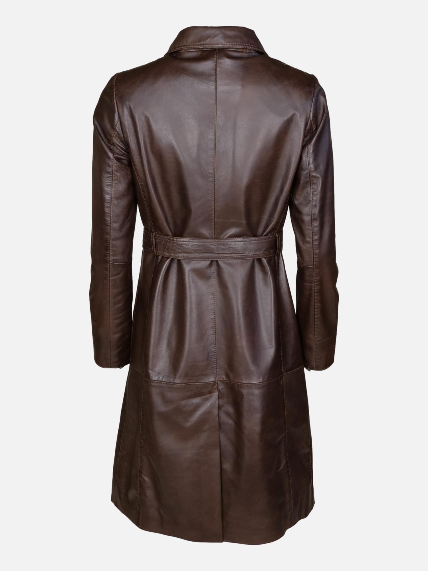 Pritta, 100 cm. - Lamb Leather coat - Women - Coffee Brown
