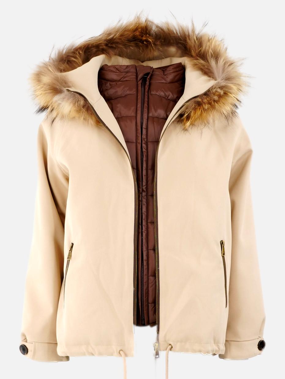 Filla, 69 cm. - Hood - Textile - Women - Beige