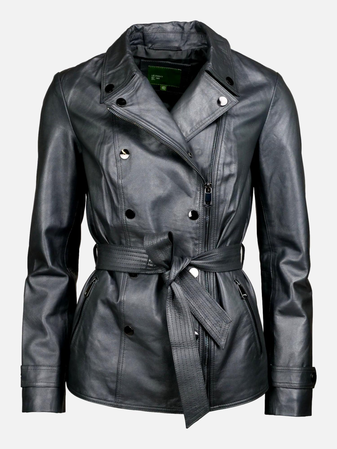 Long Womens Jacket - 61 cm. - Læder jakke - Dame - Grå